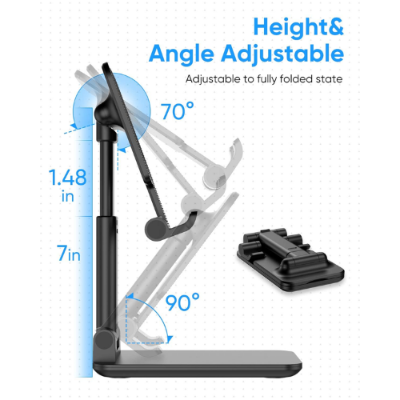 Picture of Cell Phone Stand, Foldable Portable Desktop Stand Adjustable Height and Angle Phone Holder for Desk Sturdy Stand Compatible with Smartphone/iPad/Kindle/Tablet -Docks & Stands - NR Mart-2024 - Multicolor