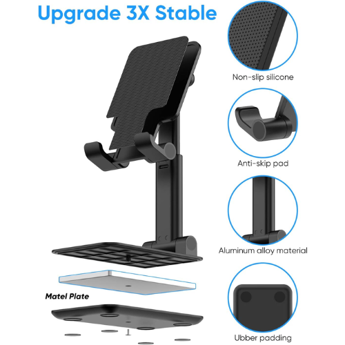 Picture of Cell Phone Stand, Foldable Portable Desktop Stand Adjustable Height and Angle Phone Holder for Desk Sturdy Stand Compatible with Smartphone/iPad/Kindle/Tablet -Docks & Stands - NR Mart-2024 - Multicolor