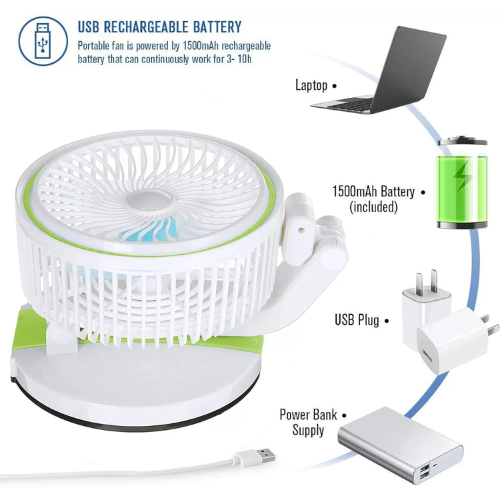 Picture of New Rechargeable Folding Table Fan with Led Light - Table Fans -  NR Mart-2024 - Multicolor
