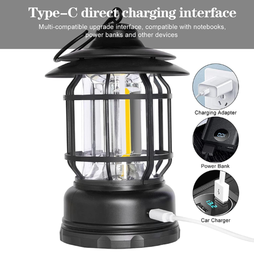 Picture of Outdoor Camping Light Retro USB Rechargeable Portable Hanging Atmosphere Lantern - NR Mart-2024 - Multicolor