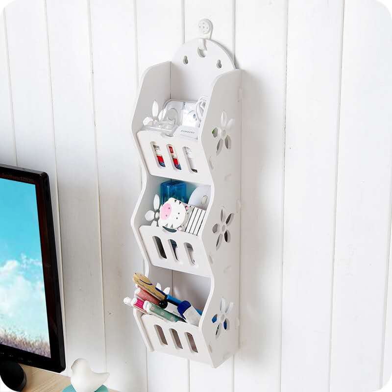 Picture of 3 Layers Storage Rack Shelf Wall Hanging Organizer For Bathroom Cosmetics Makeup Corner Self - bathroom corner shelf -  NR Mart-2024 - Multicolor