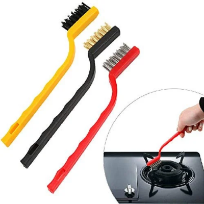 Picture of 3Pcs Mini Wire Brush Set, Cleaning Tools for Multiple Use - Kitchen Accessories -Cleaning Tools -  NR Mart-2024 - Multicolor