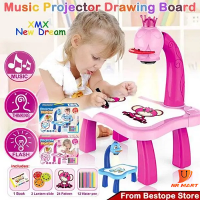 Picture of Children Projection Drawing Board, Led Art Drawing Projector with Light & Music, Projector Drawing Table for Kids -  NR Mart-2024 - Multicolor
