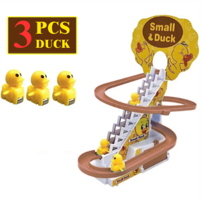 Picture of Baby Duck Track Toy Yellow Duck Racing Suit Climbing Stairs Toy With Flashing Light Music Track Small Duck Electric Toys By NR Mart-2024 - Multicolor