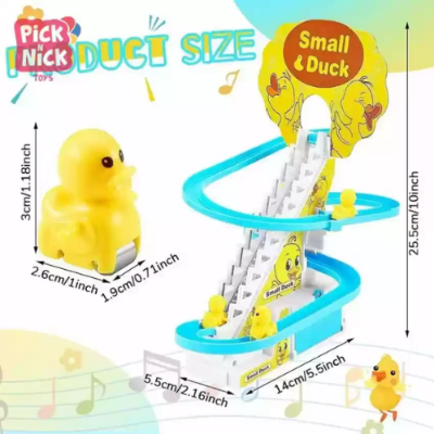 Picture of Baby Duck Track Toy Yellow Duck Racing Suit Climbing Stairs Toy With Flashing Light Music Track Small Duck Electric Toys By NR Mart-2024 - Multicolor