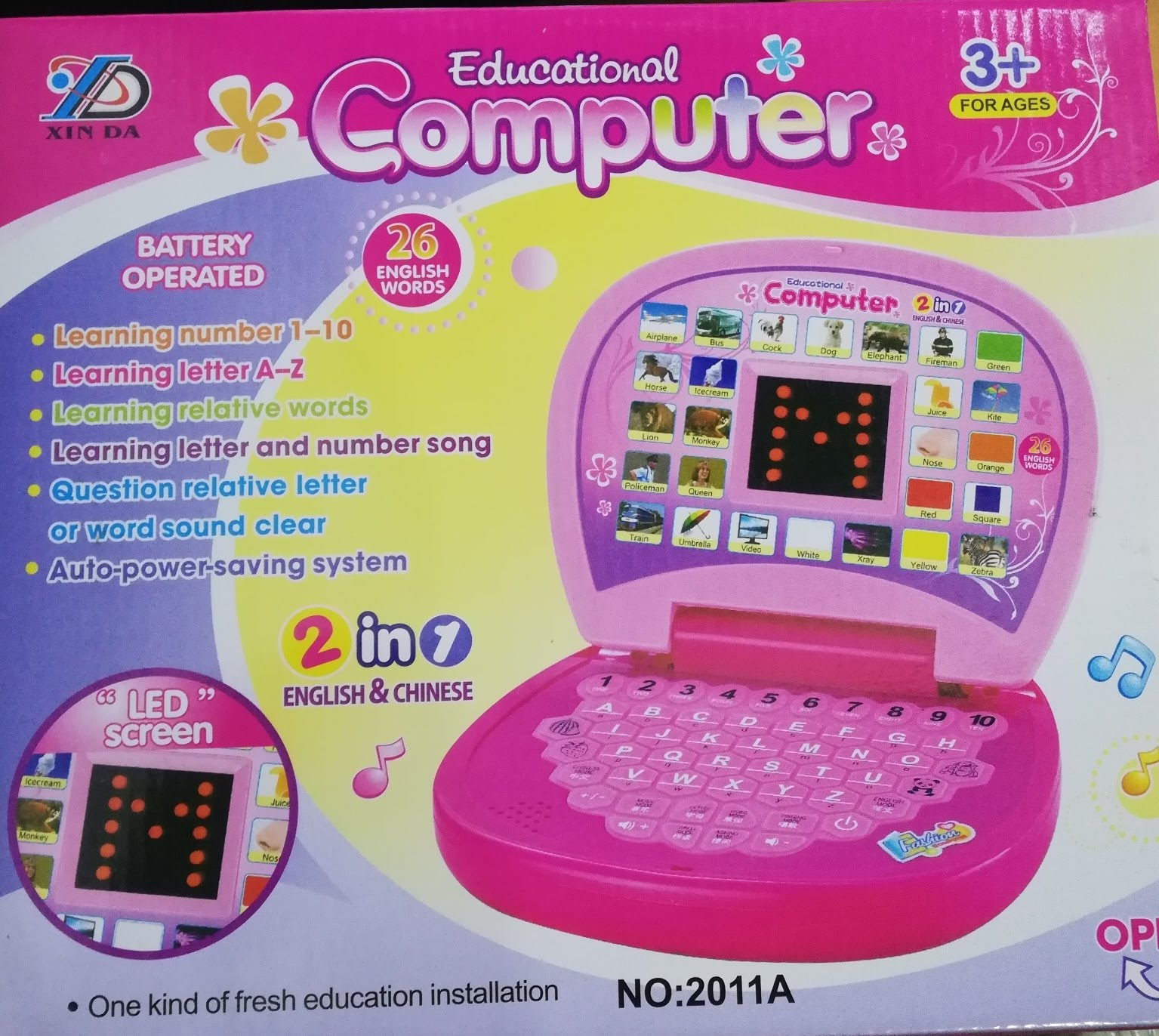 Picture of Educational Kids Computer And Learning ABCD, Words And Numbers Battery Powered Kids Laptop With Led Display And Music - NR Mart-2024 - multicolor