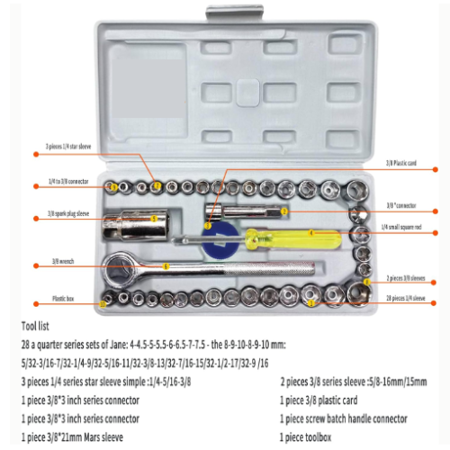 Picture of 40 in 1 Pcs Tool Kit & Screwdriver and Socket Set Automobile & Bike Tool Box Set - NR Mart-2024 - Multicolor