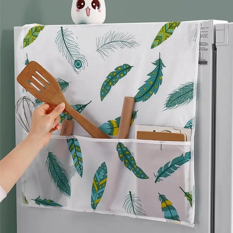 Picture of Refrigerator Dust Cover with Storage Bag Washable Printing Multi-purpose Household Washing Machine Cabinet Dust Protection Cover - NR Mart-2024 - Multicolor