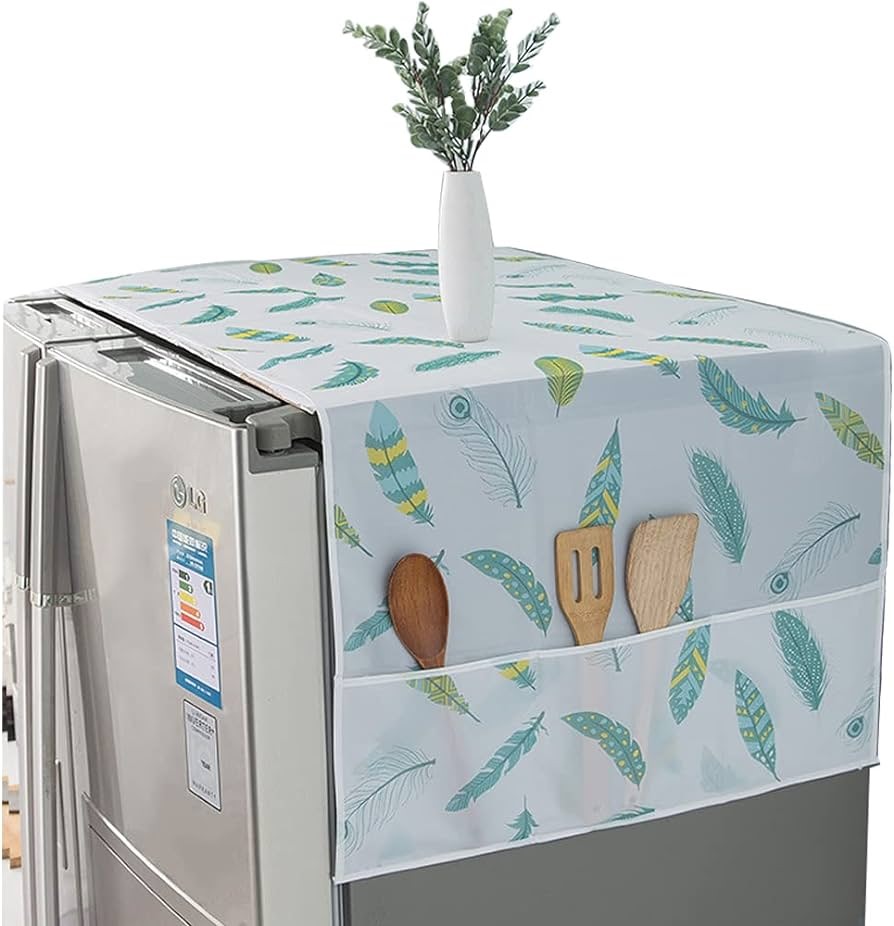 Picture of Refrigerator Dust Cover with Storage Bag Washable Printing Multi-purpose Household Washing Machine Cabinet Dust Protection Cover - NR Mart-2024 - Multicolor