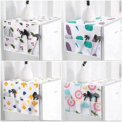 Picture of Refrigerator Dust Cover with Storage Bag Washable Printing Multi-purpose Household Washing Machine Cabinet Dust Protection Cover - NR Mart-2024 - Multicolor