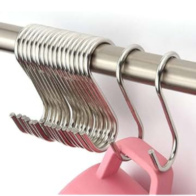 Picture of 5 Stainless Steel Heavy Duty S-Shaped Hooks For Hanging Clothes Kitchen Office Pack Of 5 Hooks - Silver - Wall Hook - Organize With Ease -  Picture Hangers & Hooks -  NR Mart-2024 - Multicolor