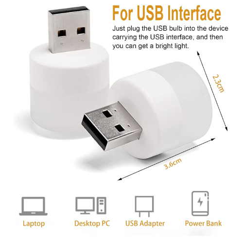 Picture of Mini Usb Led Light Portable White Color Suitable For Powerbank Laptop Charging Adapter And Any Other Usb Port - USB Lighting -   NR Mart-2024