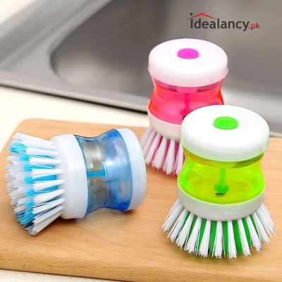 Picture of Scrub Kitchen Wash Tool Pot - Dish Plastic Brush - Dishwashing Liquid Soap Dispenser -  NR Mart-2024 - multicolor