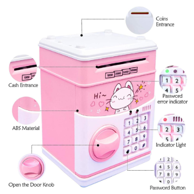 Picture of Kids Electric Money Saving Bank, Hello kitty  ATM Bank, Piggy Bank, Money Saving Bank, Password  For Kids, Kids Bank -  NR Mart-2024 - Multicolor