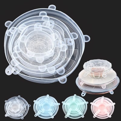 Picture of 6 Pcs Set Reusable Food Silicone Cover Stretch Lids Caps for Cookware Pot Cover Kitchen Accessories - NR Mart-2024 - Multicolor