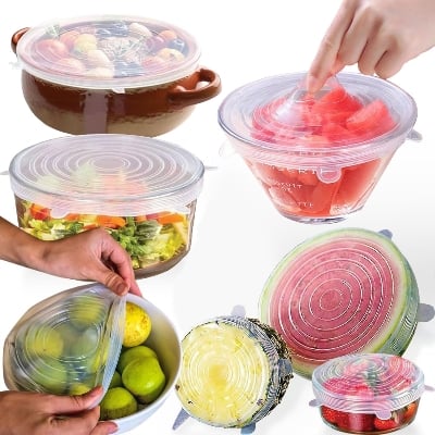 Picture of 6 Pcs Set Reusable Food Silicone Cover Stretch Lids Caps for Cookware Pot Cover Kitchen Accessories - NR Mart-2024 - Multicolor