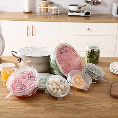 Picture of 6 Pcs Set Reusable Food Silicone Cover Stretch Lids Caps for Cookware Pot Cover Kitchen Accessories - NR Mart-2024 - Multicolor