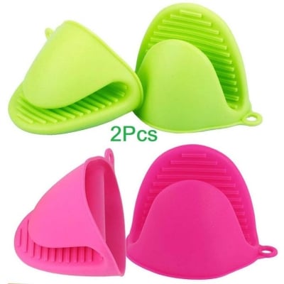 Picture of 2Pcs Microwave Oven Mitt Heat Resistant Gloves Clips Silicone Anti-slip Glove Cooking Baking Kitchen Cooking Gadgets Oven Mitts - NR Mart-2024 - Multicolor