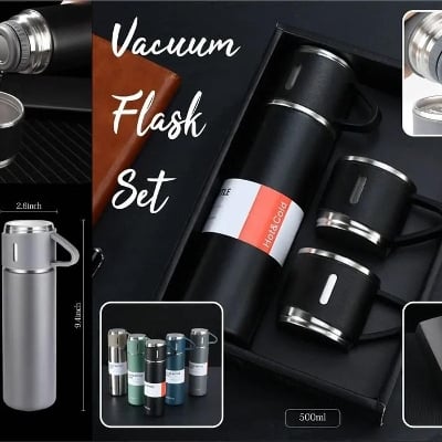Picture of 3 in 1 Vacuum Insulated Thermal Flask Set With Cup Set by NR Mart-2024 - Multicolor