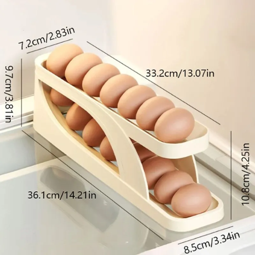 Picture of Double-Layer Egg Dispenser Automatic Roll-Down Egg Storage Rack Slide Egg Carton Refrigerator Egg Basket Kitchen Countertop Egg Holder  -  Food Storage & Dispensers -   NR Mart-2024