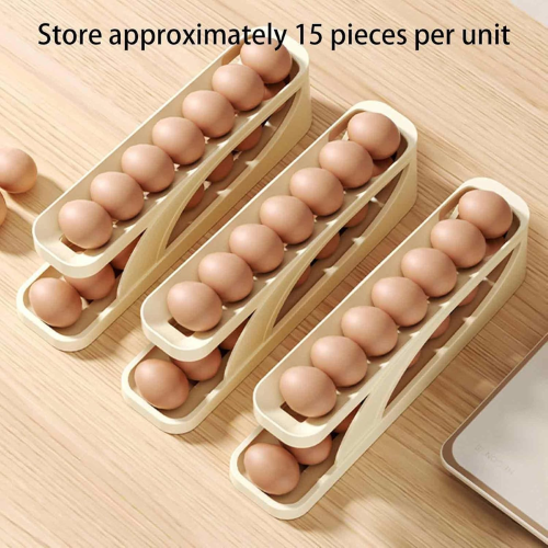 Picture of Double-Layer Egg Dispenser Automatic Roll-Down Egg Storage Rack Slide Egg Carton Refrigerator Egg Basket Kitchen Countertop Egg Holder  -  Food Storage & Dispensers -   NR Mart-2024