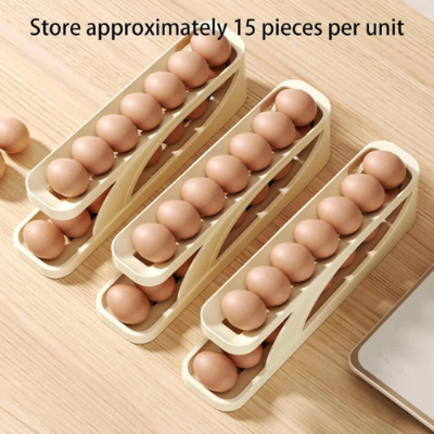 Picture of Double-Layer Egg Dispenser Automatic Roll-Down Egg Storage Rack Slide Egg Carton Refrigerator Egg Basket Kitchen Countertop Egg Holder  -  Food Storage & Dispensers -   NR Mart-2024
