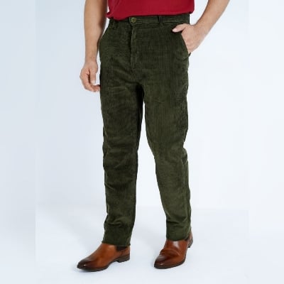 Picture of Olive Colour-Men’s Corduroy/Cord Stretch Slim Fit Pant
