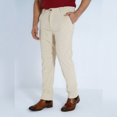 Picture of Off white/Cream Colour-Men’s Corduroy/Cord Stretch Slim Fit Pant