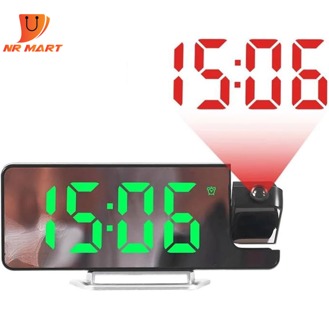 Picture of Digital Alarm Clock LED Large Mirror Display 180 ° Rotating Projector Electronic Clock -  NR Mart-2024 - Multicolor