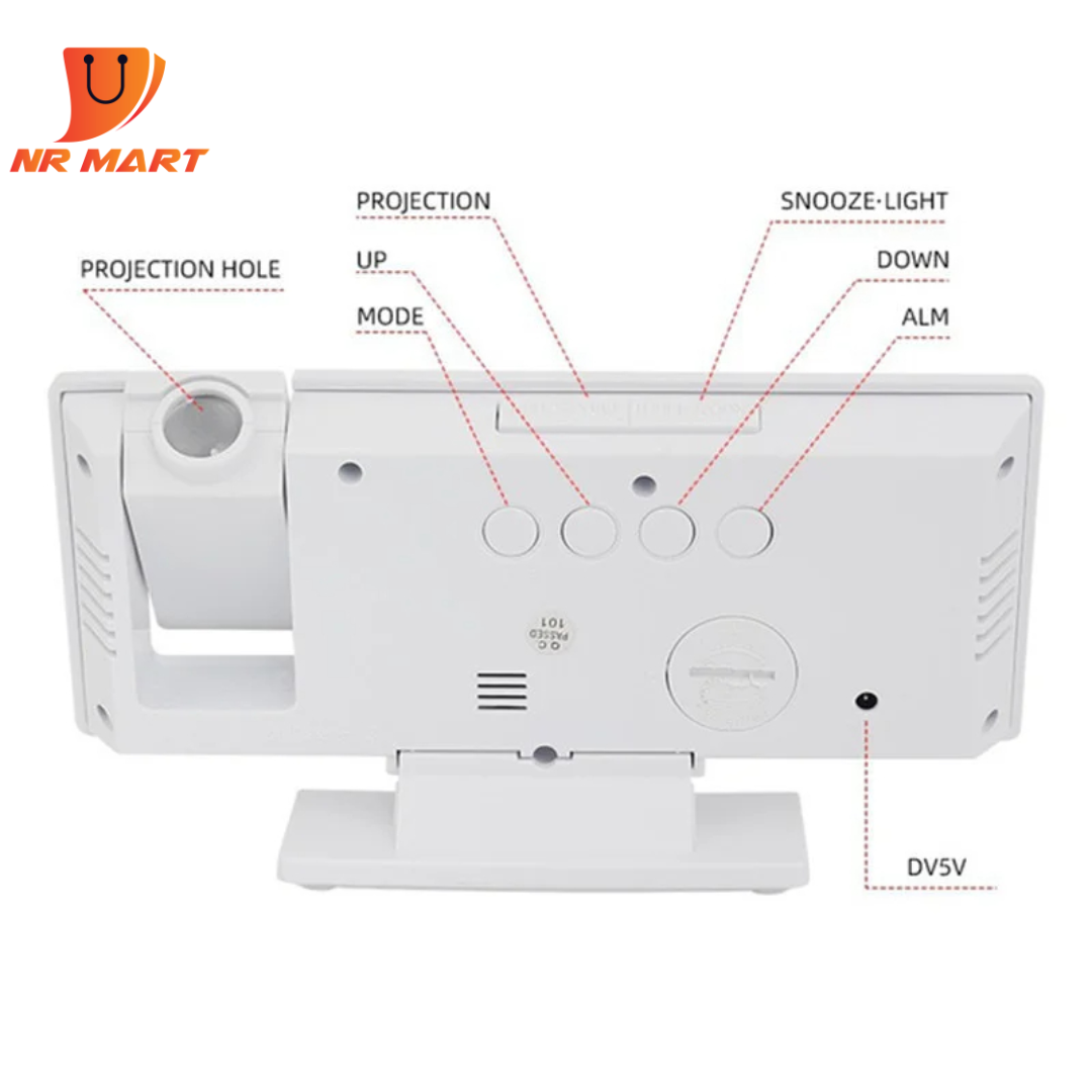 Picture of Digital Alarm Clock LED Large Mirror Display 180 ° Rotating Projector Electronic Clock -  NR Mart-2024 - Multicolor