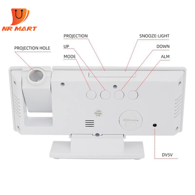 Picture of Digital Alarm Clock LED Large Mirror Display 180 ° Rotating Projector Electronic Clock -  NR Mart-2024 - Multicolor