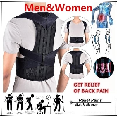 Picture of Fully Adjustable Magnetic Orthopedic Posture Corrector For Men Women Corset Upper Lower Relief Back Brace Belt Lumbar Support: Comfortable Support For Spine Alignment - NR Mart-2024 - Black