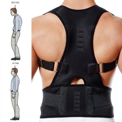 Picture of Fully Adjustable Magnetic Orthopedic Posture Corrector For Men Women Corset Upper Lower Relief Back Brace Belt Lumbar Support: Comfortable Support For Spine Alignment - NR Mart-2024 - Black