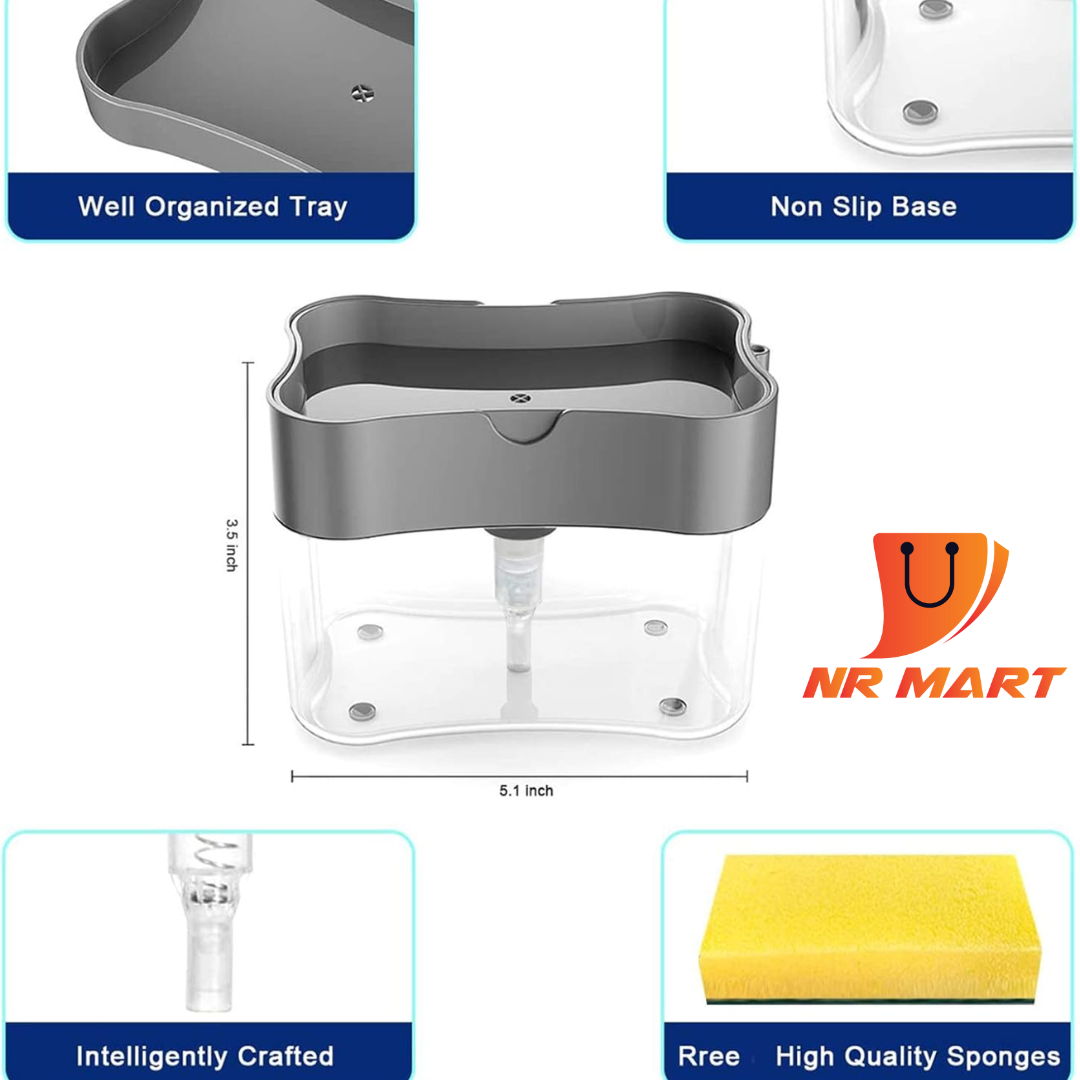 Picture of Liquid Soap Dispenser Soap Pump Sponge Caddy Holder Creative Hand Press Kitchen Dish Soap Dispenser with Washing Sponge-Smart Holder - NR Mart-2024 - Multicolor