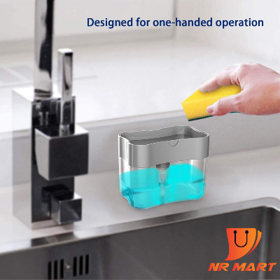 Picture of Liquid Soap Dispenser Soap Pump Sponge Caddy Holder Creative Hand Press Kitchen Dish Soap Dispenser with Washing Sponge-Smart Holder - NR Mart-2024 - Multicolor
