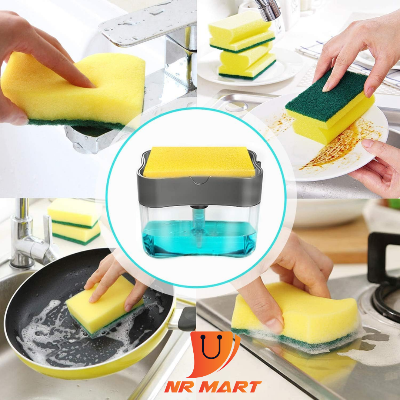 Picture of Liquid Soap Dispenser Soap Pump Sponge Caddy Holder Creative Hand Press Kitchen Dish Soap Dispenser with Washing Sponge-Smart Holder - NR Mart-2024 - Multicolor