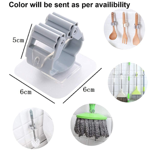 Picture of Wall Mounted Folding Rack Hanger Kitchen Utensil Storage Rack Mop Organizer - Multicolor