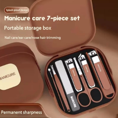 Picture of 7PCS Portable Manicure Pedicure Set Stainless Steel Professional Nail Clipper Beauty Kit for man and women -  NR Mart-2024 - Multicolor