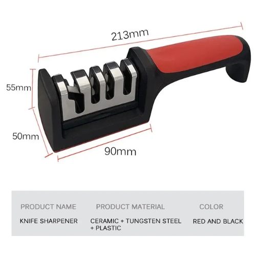 Picture of Kitchen 3-Segment Knife Sharpener Household Multi-Functional Hand-Held 3-Purpose Black Sharpening Stone - NR Mart-2024 - Multicolor