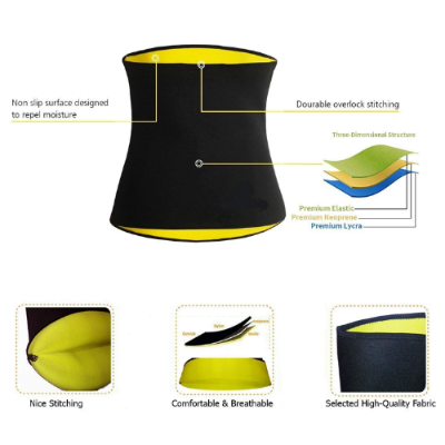 Picture of Sweat Slim Belt for Men and Women - Black and Yellow Color - NR Mart-2024 - Multicolor