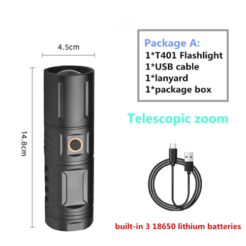 Picture of HIGH POWERED MULTI PURPOSE Zoomable Strong Light T40 LED Flashlight USB Rechargeable Ultra-Bright Torch High Power Lantern Built-in 3*18650 Lithium Batteries FLASHLIGHT -   NR Mart-2024 - Multicolor