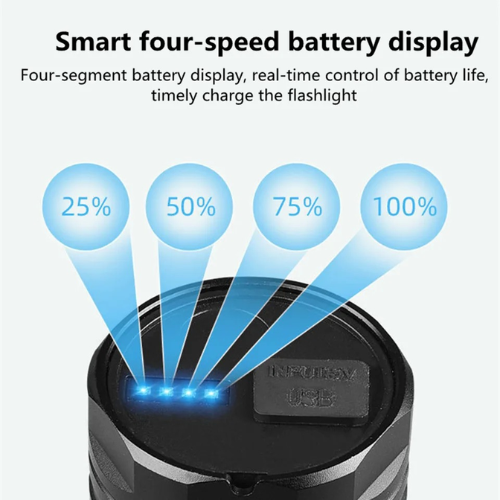 Picture of HIGH POWERED MULTI PURPOSE Zoomable Strong Light T40 LED Flashlight USB Rechargeable Ultra-Bright Torch High Power Lantern Built-in 3*18650 Lithium Batteries FLASHLIGHT -   NR Mart-2024 - Multicolor