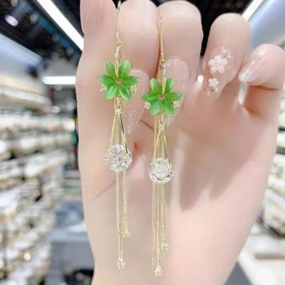 Picture of New Long Tassel Earrings for Women Temperament Pink Green Blue Butterfly Water Drop Earrings Party Jewelry Fashion - NR Mart-2024 - Multicolor