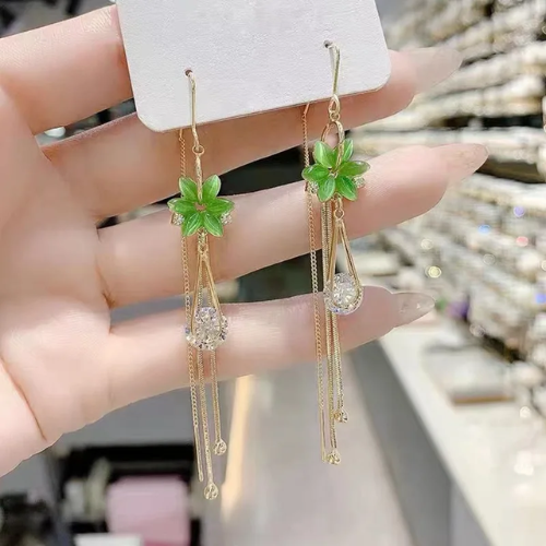 Picture of New Long Tassel Earrings for Women Temperament Pink Green Blue Butterfly Water Drop Earrings Party Jewelry Fashion - NR Mart-2024 - Multicolor