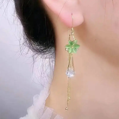 Picture of New Long Tassel Earrings for Women Temperament Pink Green Blue Butterfly Water Drop Earrings Party Jewelry Fashion - NR Mart-2024 - Multicolor