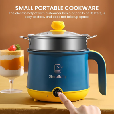 Picture of Rice Cooker Multicooker Simplicity Portable Electric Multicooker Cooking Pot With Steamer and Multipurpose 1.8 Liter Electric Cooker Pot Manual electric heating pot Cooker Rice cooker -   NR Mart-2024 - Multicolor