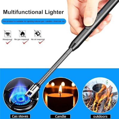 Picture of Electric Gas Lighter for Kitchen Rechargeable Candle Plasma Flameless Windproof USB Lighter 360° Flexible Neck Arc Lighter - NR Mart-2024 - Multicolor