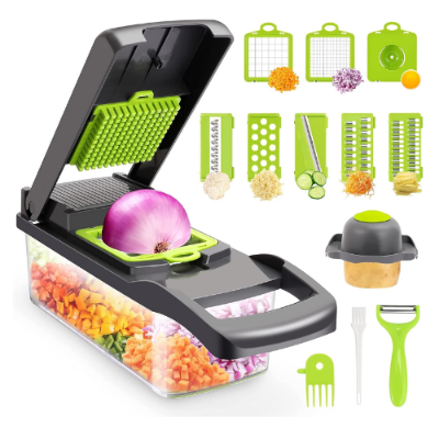 Picture of 12-in-1 Vegetable Chopper and Mando line Slicer - Manual Cutter for Various Vegetables and Fruits -  NR Mart-2024 - Multicolor