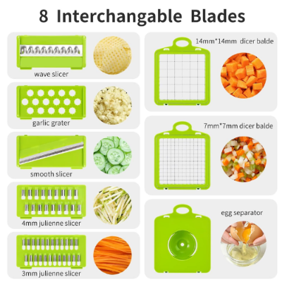 Picture of 12-in-1 Vegetable Chopper and Mando line Slicer - Manual Cutter for Various Vegetables and Fruits -  NR Mart-2024 - Multicolor