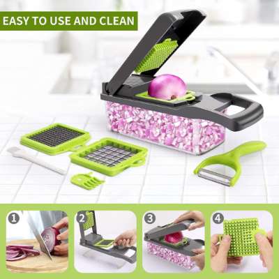Picture of 12-in-1 Vegetable Chopper and Mando line Slicer - Manual Cutter for Various Vegetables and Fruits -  NR Mart-2024 - Multicolor